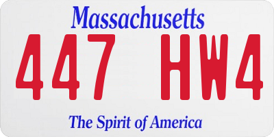 MA license plate 447HW4