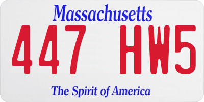 MA license plate 447HW5