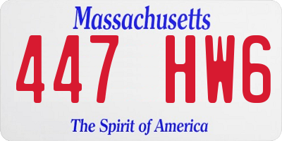 MA license plate 447HW6
