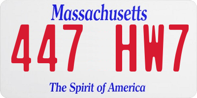 MA license plate 447HW7