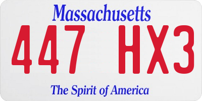 MA license plate 447HX3