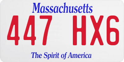 MA license plate 447HX6