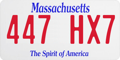 MA license plate 447HX7