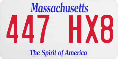 MA license plate 447HX8
