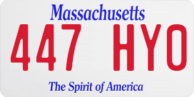 MA license plate 447HY0