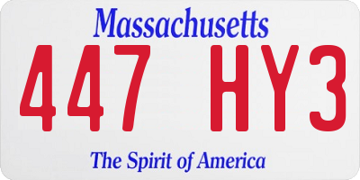 MA license plate 447HY3