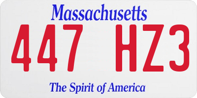 MA license plate 447HZ3