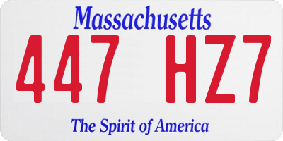 MA license plate 447HZ7