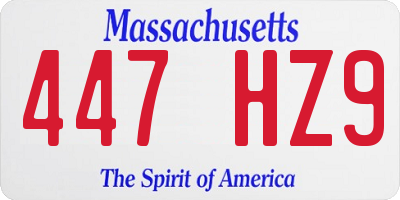 MA license plate 447HZ9