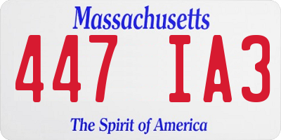 MA license plate 447IA3
