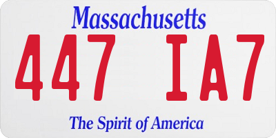 MA license plate 447IA7
