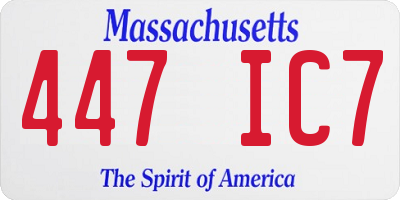 MA license plate 447IC7