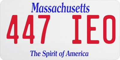 MA license plate 447IE0