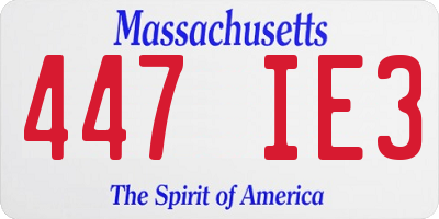 MA license plate 447IE3