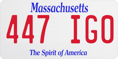 MA license plate 447IG0