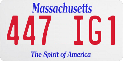 MA license plate 447IG1