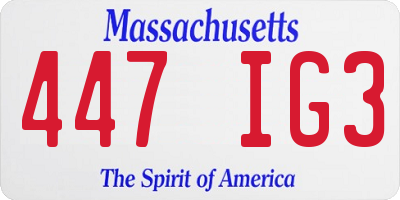 MA license plate 447IG3