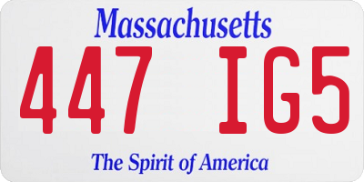 MA license plate 447IG5