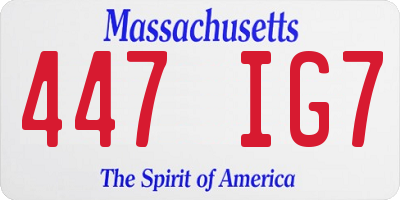 MA license plate 447IG7