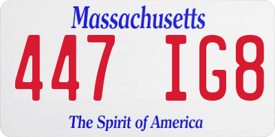 MA license plate 447IG8