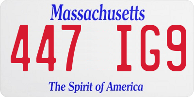 MA license plate 447IG9
