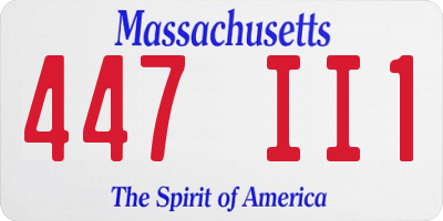 MA license plate 447II1