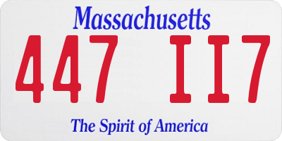 MA license plate 447II7