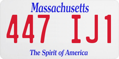 MA license plate 447IJ1