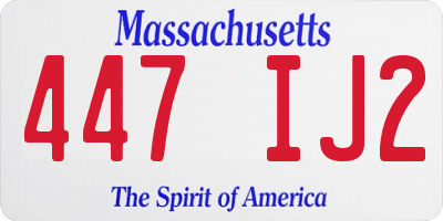 MA license plate 447IJ2