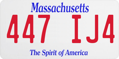 MA license plate 447IJ4