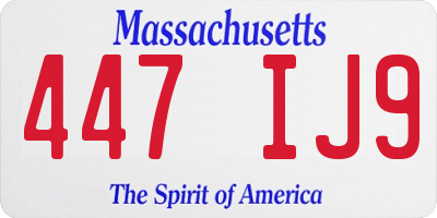 MA license plate 447IJ9