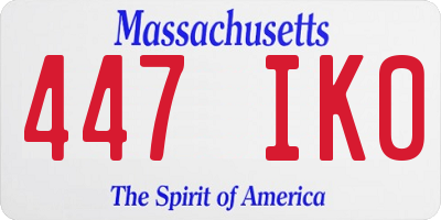 MA license plate 447IK0