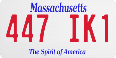 MA license plate 447IK1