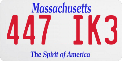 MA license plate 447IK3