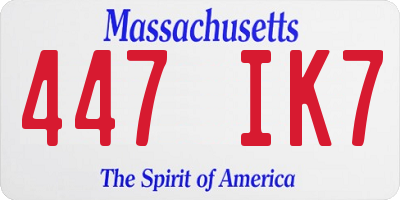 MA license plate 447IK7