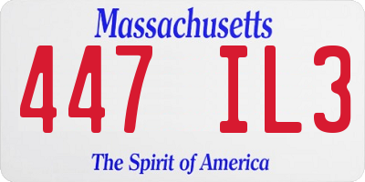 MA license plate 447IL3