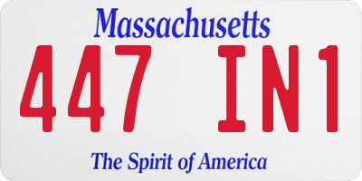 MA license plate 447IN1