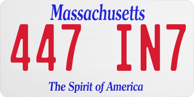 MA license plate 447IN7
