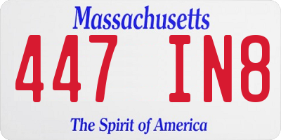 MA license plate 447IN8
