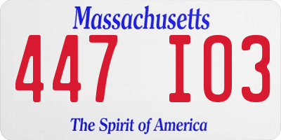 MA license plate 447IO3