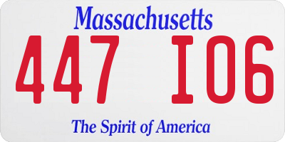 MA license plate 447IO6