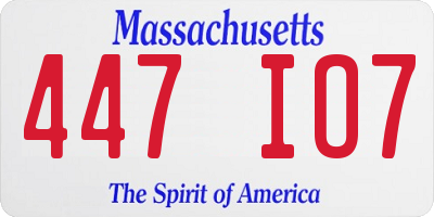 MA license plate 447IO7
