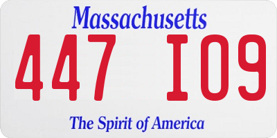 MA license plate 447IO9