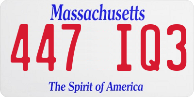 MA license plate 447IQ3