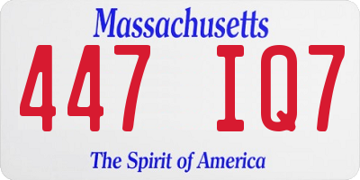 MA license plate 447IQ7