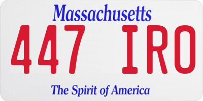 MA license plate 447IR0