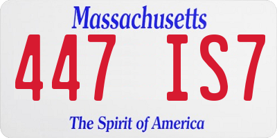 MA license plate 447IS7