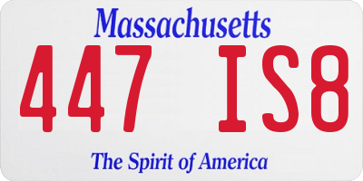 MA license plate 447IS8