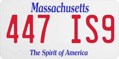 MA license plate 447IS9