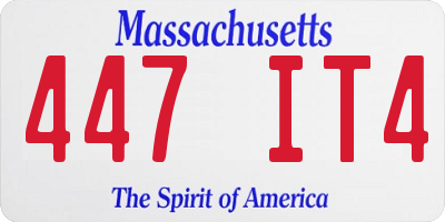 MA license plate 447IT4
